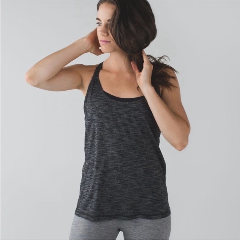 Lululemon Sunset Salutation Tank Heathered Black Grey Size 6